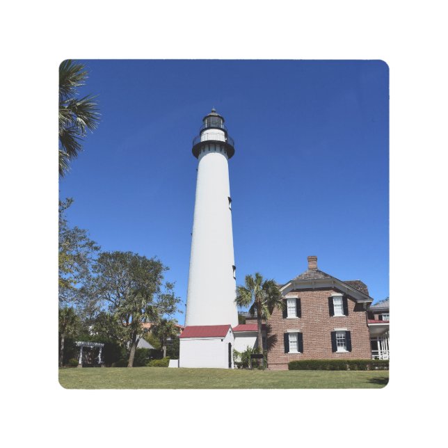 St Simons Island Lighthouse on a  Metal Print (Front)