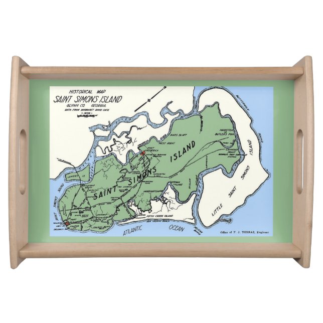 St Simons Island Map  Serving Tray (Front)