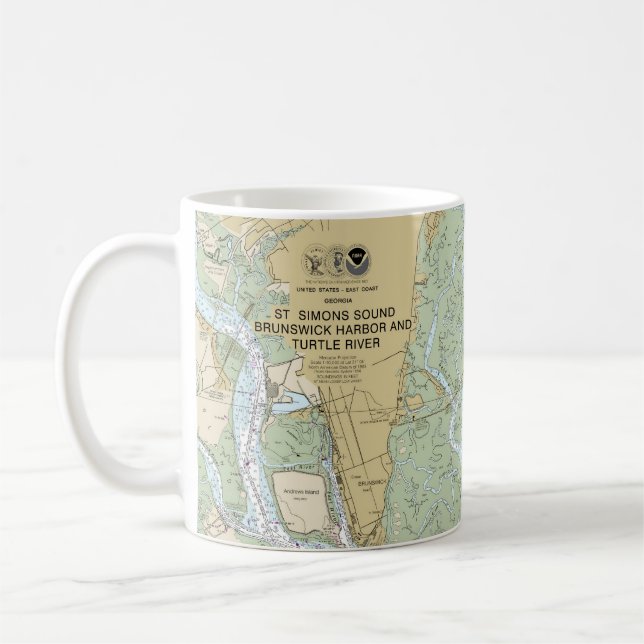 St Simons Sound Brunswick Harbor and Turtle River Coffee Mug (Left)
