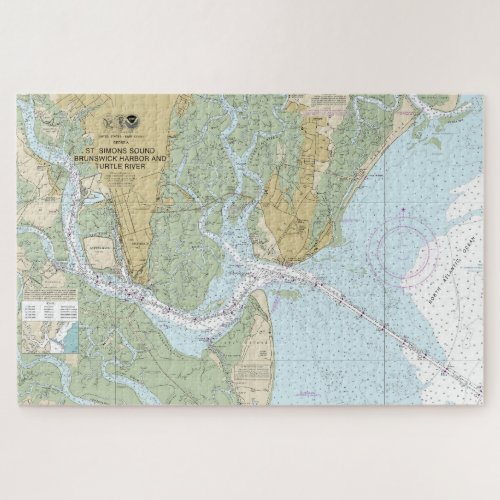 St Simons Sound Brunswick Harbor and Turtle River Jigsaw Puzzle