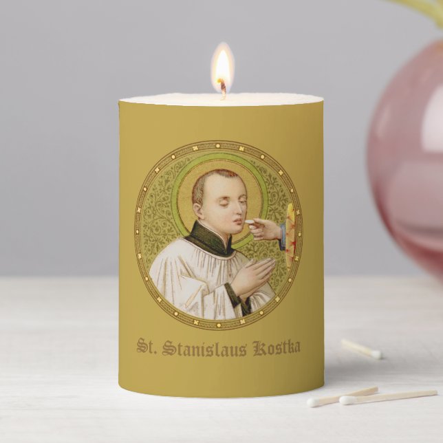 St. Stanislaus Kostka (SNV 25) (RoundImage) 3"x4"  Pillar Candle (In Situ)