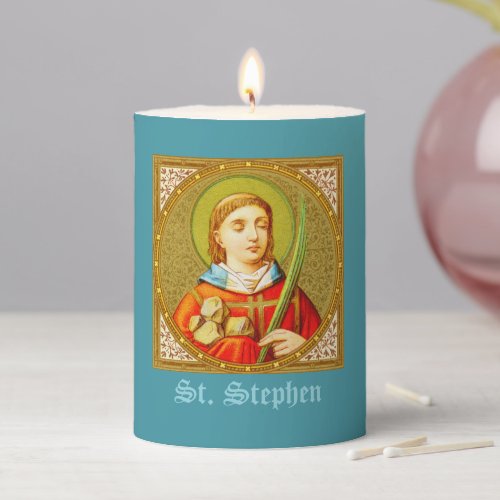 St Stephen SNV 26 Square Image 3x4 Pillar Candle