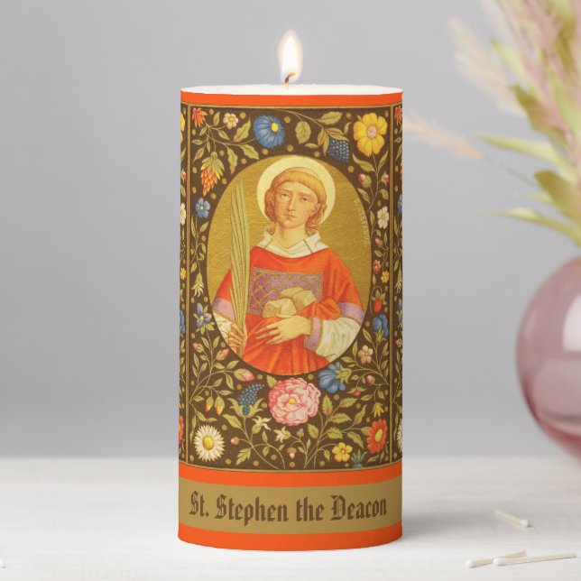 St. Stephen the ProtoMartyr (PM 08) 3"x6" Pillar Candle (In Situ)