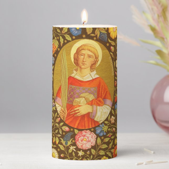 St. Stephen the ProtoMartyr (PM 08) 3"x6" Pillar Candle (In Situ)