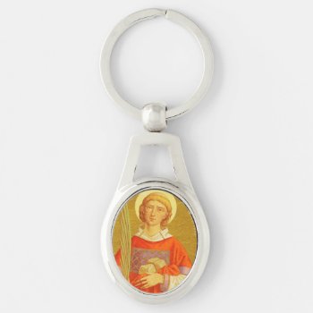 St. Stephen The Protomartyr (pm 08) Oval Metal Keychain by Saints_Aplenty at Zazzle