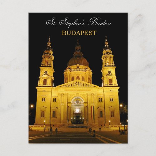 St Stephens Basilica at night Budapest Hungary Postcard