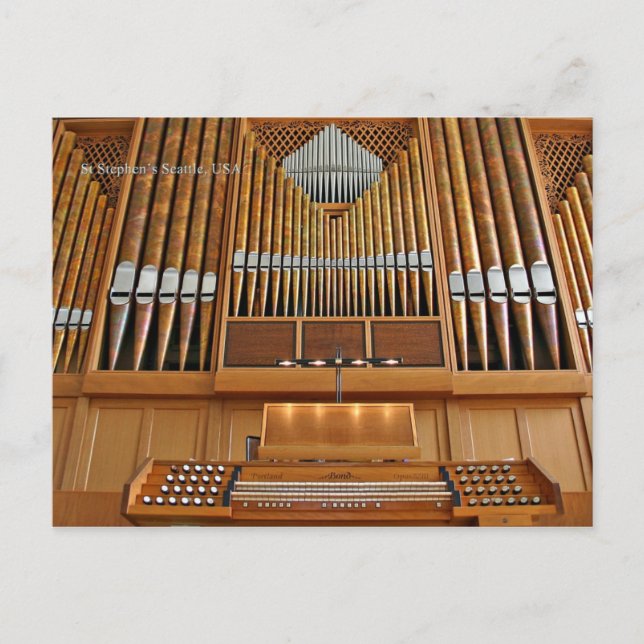 St Stephen's Church organ, Seattle, postcard (Front)