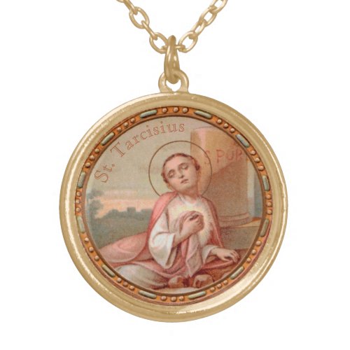 St Tarcisius of Rome Roundel BF 004 Gold Plated Necklace