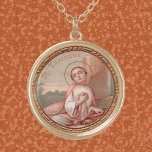 St. Tarcisius of Rome Roundel (BF 004) Gold Plated Necklace<br><div class="desc">Variously identified as a layman, a deacon, or—most often--a young acolyte (accounts vary), St. Tarcisius of Rome (mid 3rd century) is venerated for his devotion to the Blessed Sacrament. According to tradition, during the Valerian persecutions, the young St. Tarcisius volunteered to take Holy Communion to imprisoned Christians. Being just a...</div>