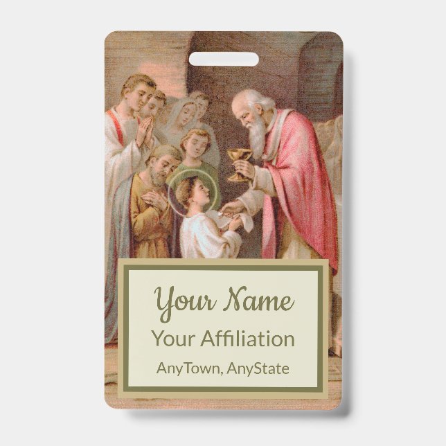 St. Tarcisius Receiving the Eucharist (BL 02) Badge (Front)