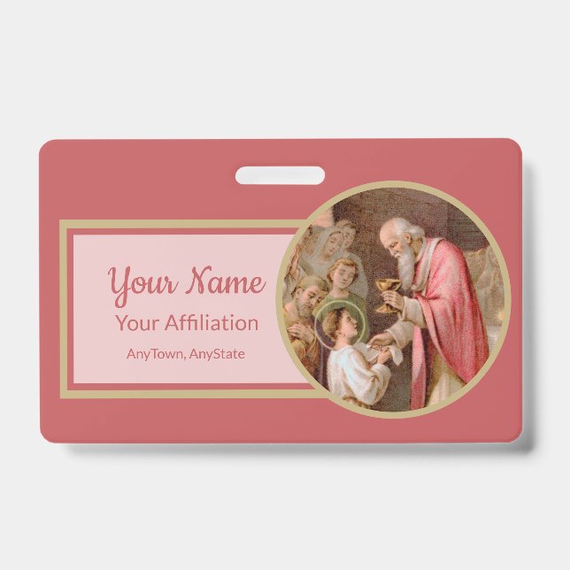 St. Tarcisius Receiving the Eucharist (BL 02) Badge (Front)