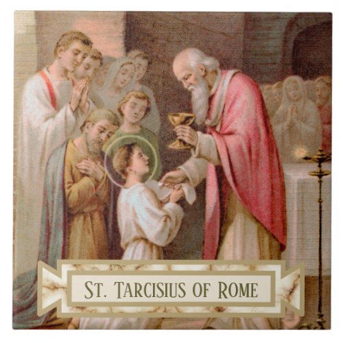 St Tarcisius Receiving the Eucharist BL 02 Ceramic Tile
