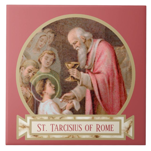 St. Tarcisius Receiving the Eucharist (BL 02) Ceramic Tile (Front)