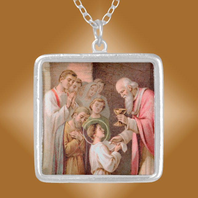 St. Tarcisius Receiving the Eucharist (BL 02) Silver Plated Necklace (Creator Uploaded)