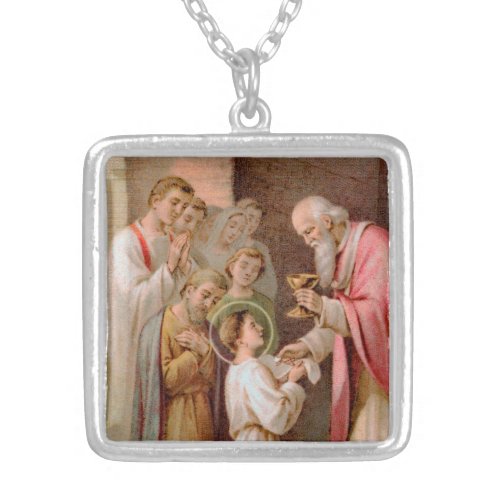 St Tarcisius Receiving the Eucharist BL 02 Silver Plated Necklace