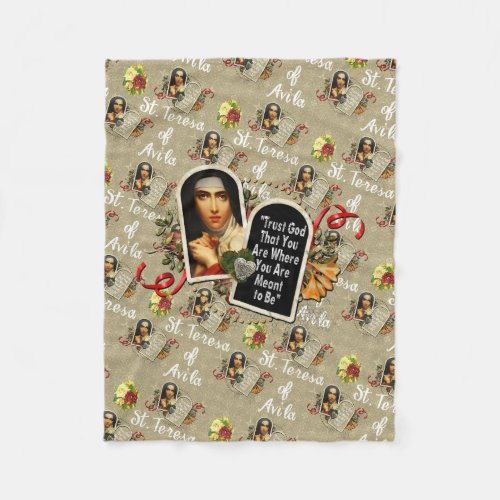 St Teresa de Avila Catholic Saint Therese  Fleece Blanket