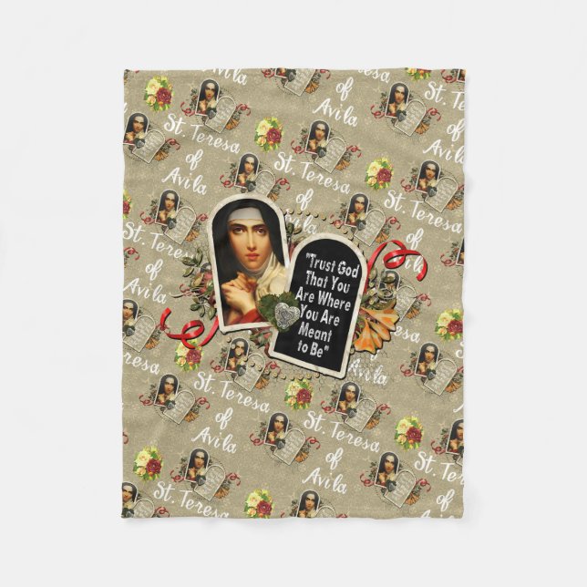 St Teresa de Avila Catholic Saint Therese  Fleece Blanket (Front)