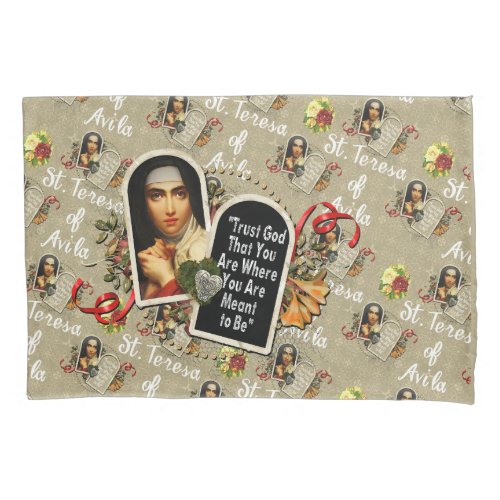 St Teresa de Avila Catholic Saint Therese  Pillow Case