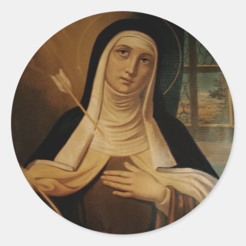 St Teresa of Avila Carmelite Nun Arrow Classic Round Sticker