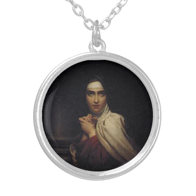 St. Teresa of Ávila - François Gérard Silver Plated Necklace (Front)