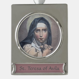 St. Teresa of Avila (M 008) Silver Plated Banner Ornament