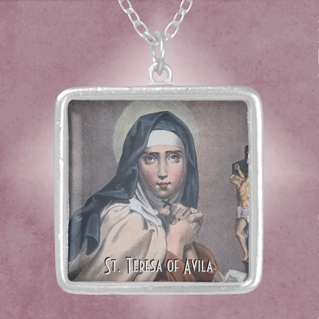 St. Teresa of Avila (M 008) Silver Plated Necklace (Creator Uploaded)
