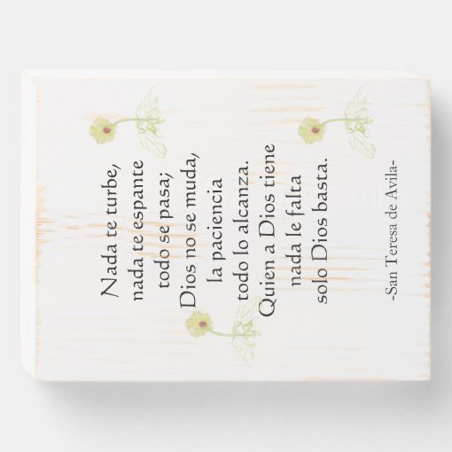 St Teresa of Avila "Nada te turbe" Wooden Box Sign Zazzle