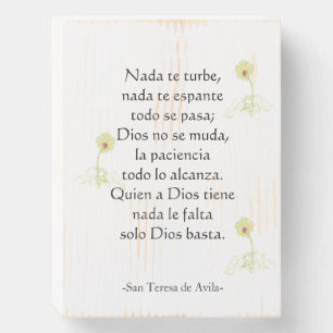 St Teresa of Avila "Nada te turbe" Wooden Box Sign