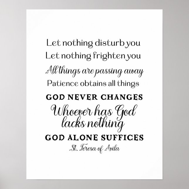 St. Teresa of Avila Quote Art Poster Print  (Front)