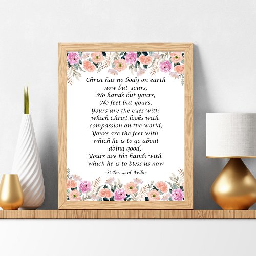 St Teresa of Avila quote floral  Photo Print