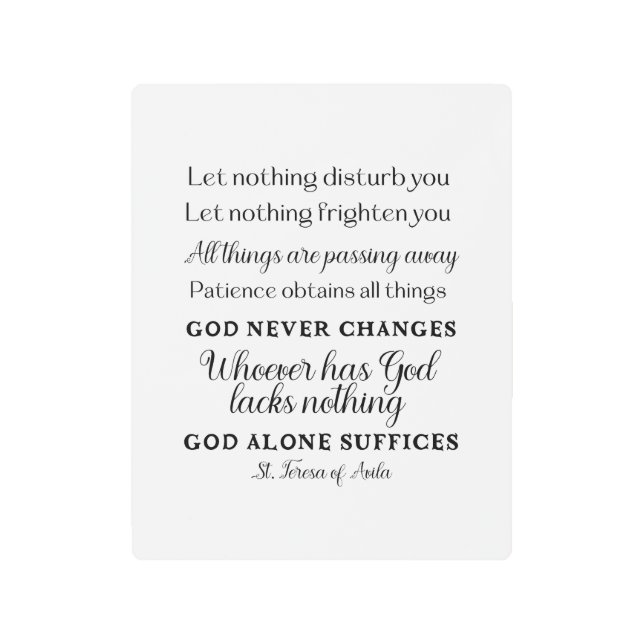 St. Teresa of Avila Quote Metal Wall Art Print  (Front)