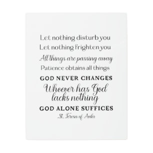 St. Teresa of Avila Quote Metal Wall Art Print 
