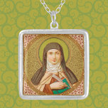 St. Teresa of Avila (SNV 27) Square Silver Plated Necklace<br><div class="desc">Image Credit (SNV 27):  Antique image of St. Teresa of Avila from a late 19th-century devotional print in chromolithography,  originally published by St. Norbertus Verlag,  Vienna,  Austria,  from the designer’s collection of religious ephemera.   Feast: October 15</div>