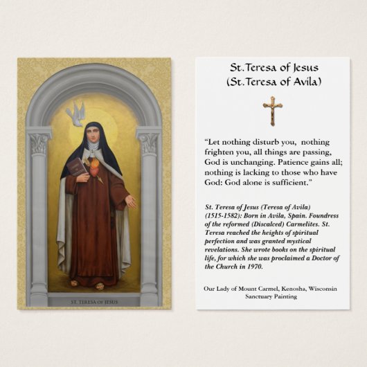 St. Teresa of Avila Teresa of Jesus Holy Card (Front & Back)