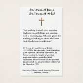 St. Teresa of Avila Teresa of Jesus Holy Card (Back)