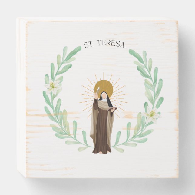 St. Teresa of Avila Wood Box Sign (Front Horizontal)