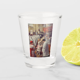 St. Teresa throws flowers to the Blessed Sacrament Shot Glass