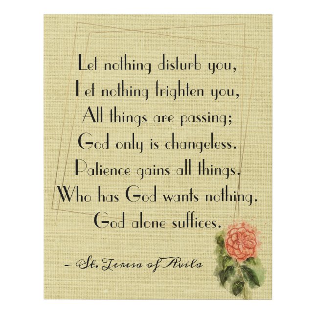 St. Teresa's Bookmark Prayer Faux Canvas Print (Front)