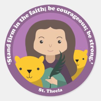 St. Thecla Classic Round Sticker by happysaints at Zazzle