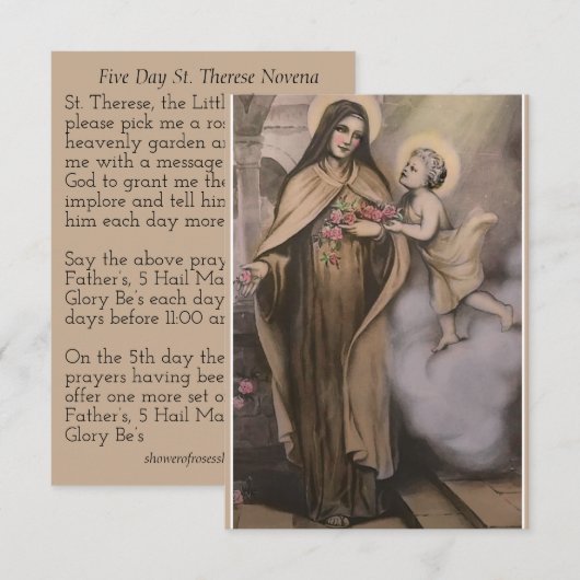St. Therese 5 Day Novena Prayer Card (Front/Back)