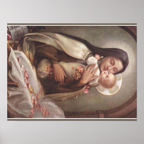 St Therese  Baby Jesus Manger Roses Poster