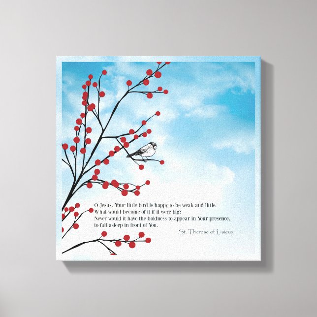 St. Therese Birds Cloud Branch Quote Berries Canvas Print (Front)
