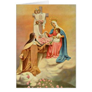 St. Therese Blessed Virgin Mary Baby Jesus Roses Cards