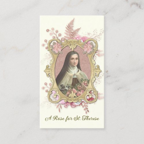 St Therese Carmelite Nun Roses Religious Poem Place Card