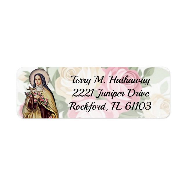 St. Therese Catholic Religious Roses Carmelite Label (Front)