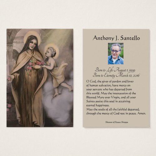 St Therese Funeral Memorial Prayer Holy Card