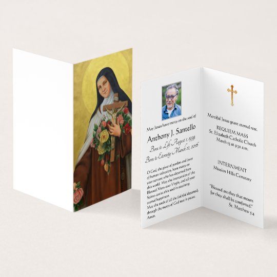 St. Therese Funeral Prayer Memorial Holy Card