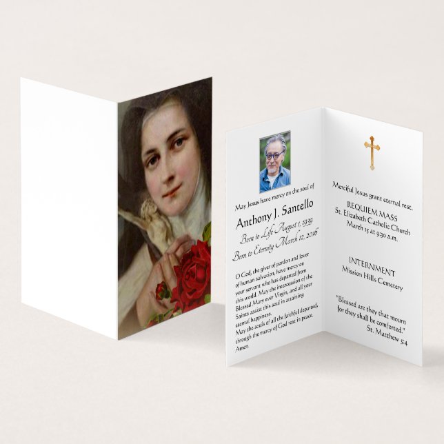 St. Therese Funeral Prayer Memorial Holy Card (Inside and Outside)