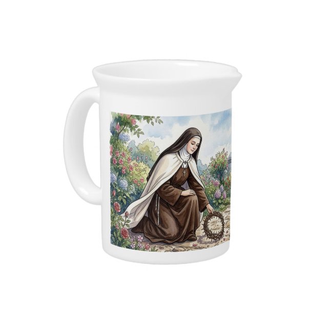 St Therese In the Convent Garden Beverage Pitcher (Left)