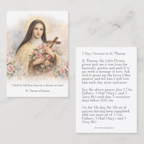 St. Therese Jesus Crucifix Novena Holy Card